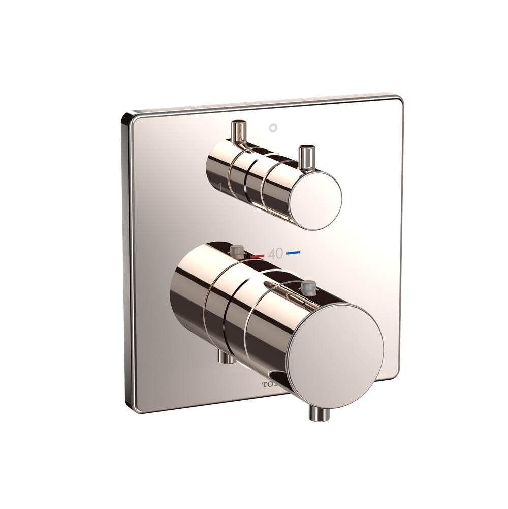 TOTO - Toto Square Thermostatic Mixing Valve With Two-Way Diverter Shower Trim, Polished Nickel - Polished Nickel