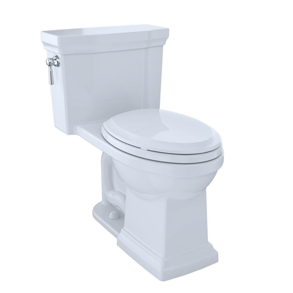 TOTO Promenade II One-Piece Elongated 1.28 GPF Universal Height Toilet with CEFIONTECT and Right-Hand Trip Lever, Cotton White