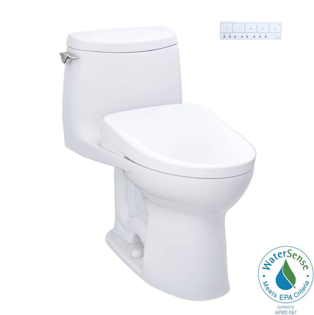 TOTO - TOTO WASHLET plus UltraMax II 1G One-Piece Elongated 1.0 GPF Toilet and WASHLET plus S7 Contemporary Bidet Seat, Cotton White - MW6044726CUFGNo.01 - Cotton White