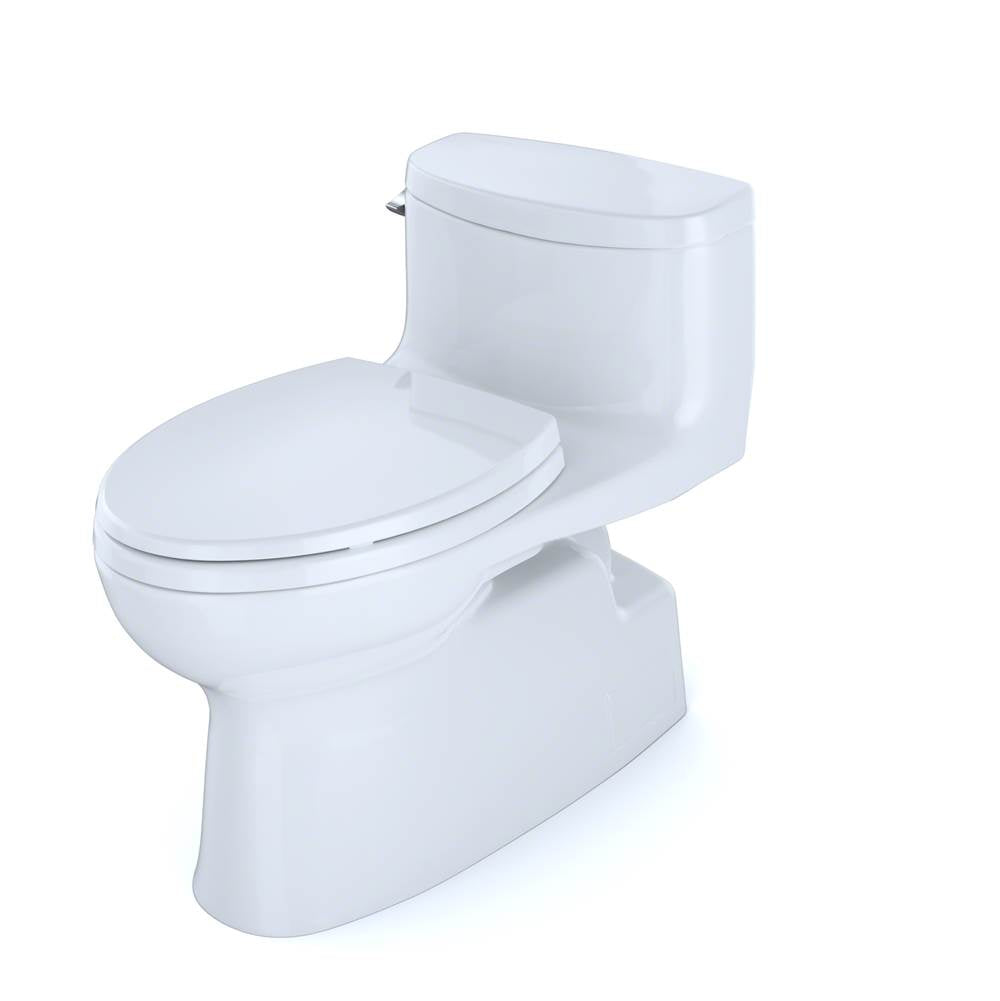 TOTO Carolina II One-Piece Elongated 1.28 GPF Universal Height Skirted Toilet with CeFiONtectE, Cotton White