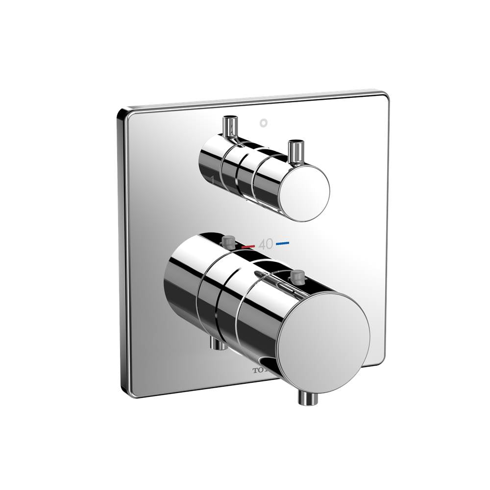 TOTO - Toto Square Thermostatic Mixing Valve With Two-Way Diverter Shower Trim, Polished Chrome - Polished Chrome