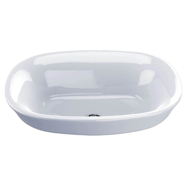 TOTO - Toto MarisE Oval Semi-Recessed Vessel Bathroom Sink With Cefiontect, Cotton White - Cotton White