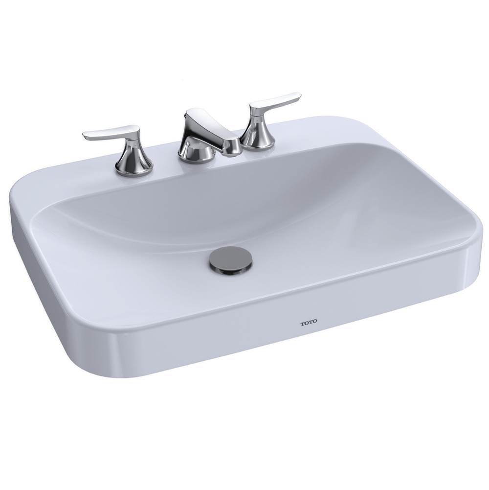 Toto ArvinaE Rectangular 23'' Vessel Bathroom Sink With Cefiontect For 8 Inch Center Faucets, Cotton White