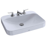 Toto ArvinaE Rectangular 23'' Vessel Bathroom Sink With Cefiontect For 8 Inch Center Faucets, Cotton White