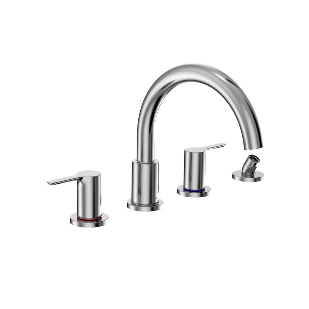 TOTO - Toto Lb Two-Handle Deck-Mount Roman Tub Filler Trim With Handshower, Polished Chrome - Polished Chrome
