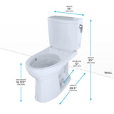 Toto Drake II 1G Two-Piece Elongated 1.0 Gpf Universal Height Toilet With Cefiontect And Right-Hand Trip Lever, Cotton White