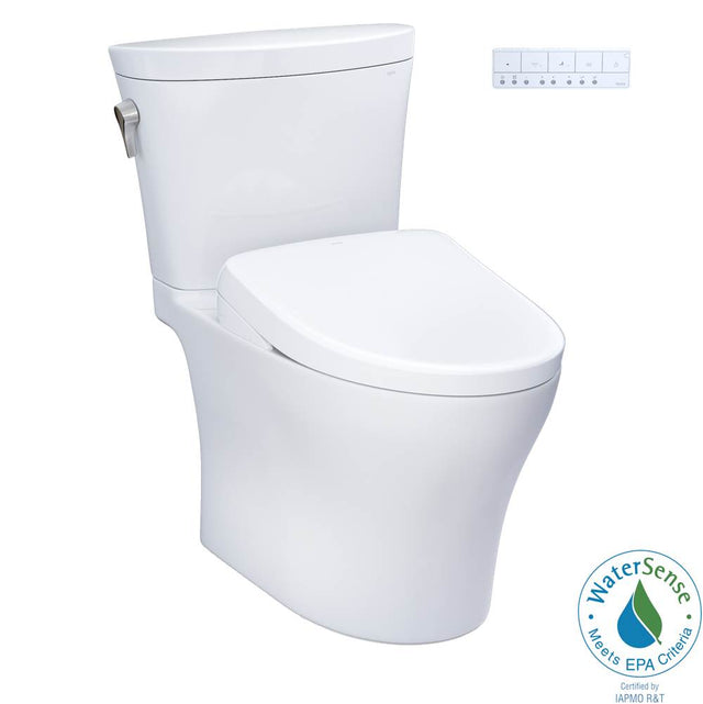 TOTO - TOTO WASHLET plus Aquia IV Arc Two-Piece Elongated Dual Flush 1.28 and 0.9 GPF Toilet with Auto Flush S7 Contemporary Bidet Seat, Cotton White - MW4484726CEMFGNANo.01 - Cotton White