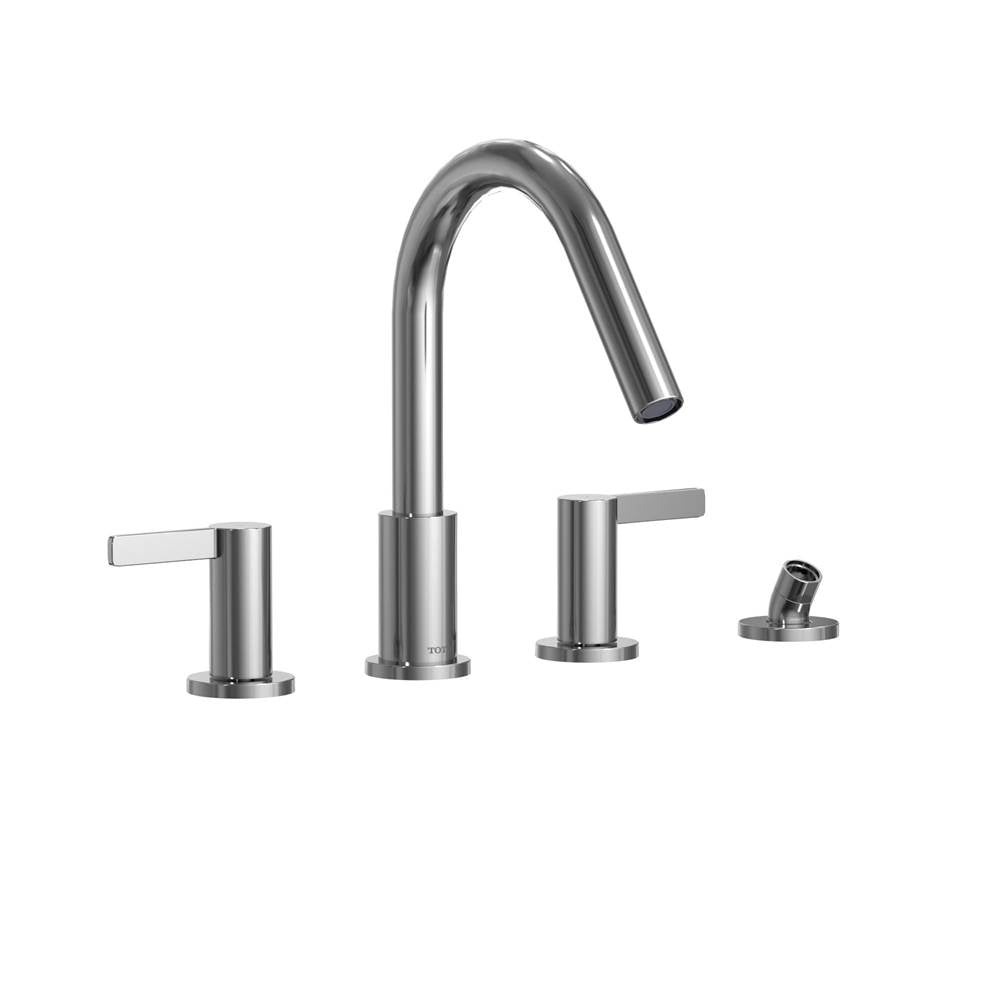 TOTO - Toto Gf Two Lever Handle Deck-Mount Roman Tub Filler Trim With Handshower, Polished Chrome - Polished Chrome