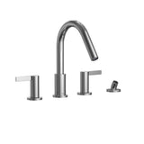 TOTO - Toto Gf Two Lever Handle Deck-Mount Roman Tub Filler Trim With Handshower, Polished Chrome - Polished Chrome