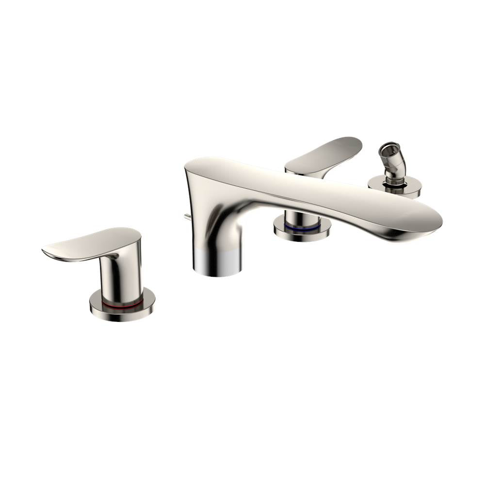 TOTO - Toto Go Two-Handle Deck-Mount Roman Tub Filler Trim With Handshower, Polished Nickel - Polished Nickel