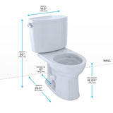 Toto Drake II Two-Piece Round 1.28 Gpf Universal Height Toilet, Ebony