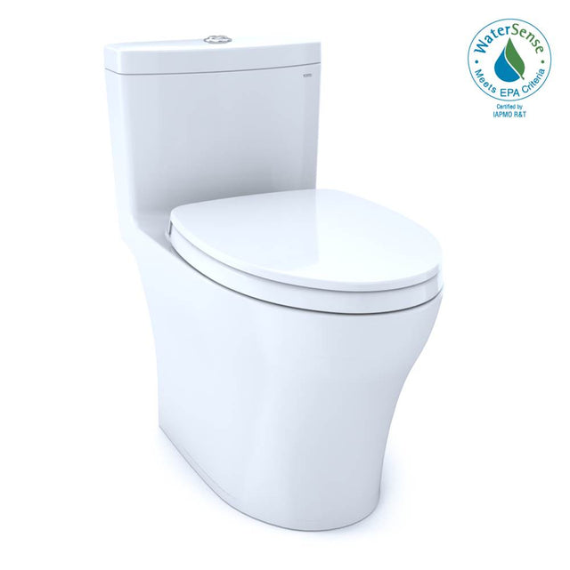 TOTO - TOTO Aquia IV One-Piece Elongated Dual Flush 1.28 and 0.9 GPF Universal Height, WASHLET+ Ready Toilet with CEFIONTECT, Cotton White - Cotton White