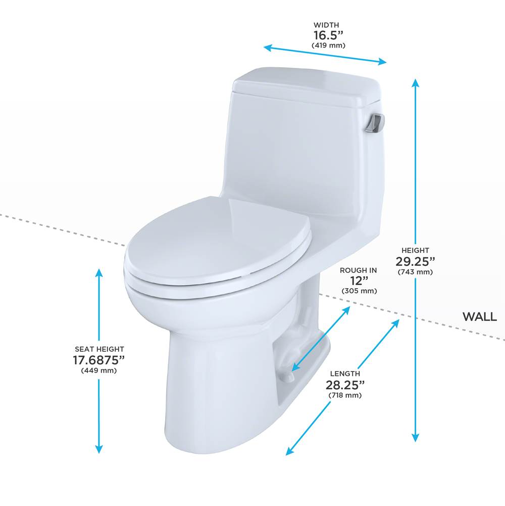 TOTO UltraMax One-Piece Elongated 1.6 GPF ADA Compliant Toilet with Right-Hand Trip Lever, Cotton White