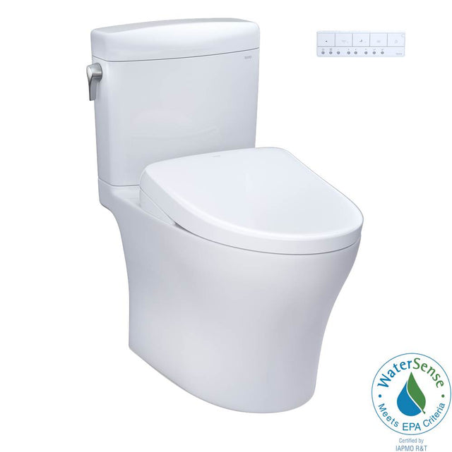 TOTO - TOTO WASHLET plus Aquia IV Cube Two-Piece Elongated Dual Flush 1.28 and 0.9 GPF Toilet with Auto Flush S7A Contemporary Bidet Seat, Cotton White - MW4364736CEMFGNANo.01 - Cotton White