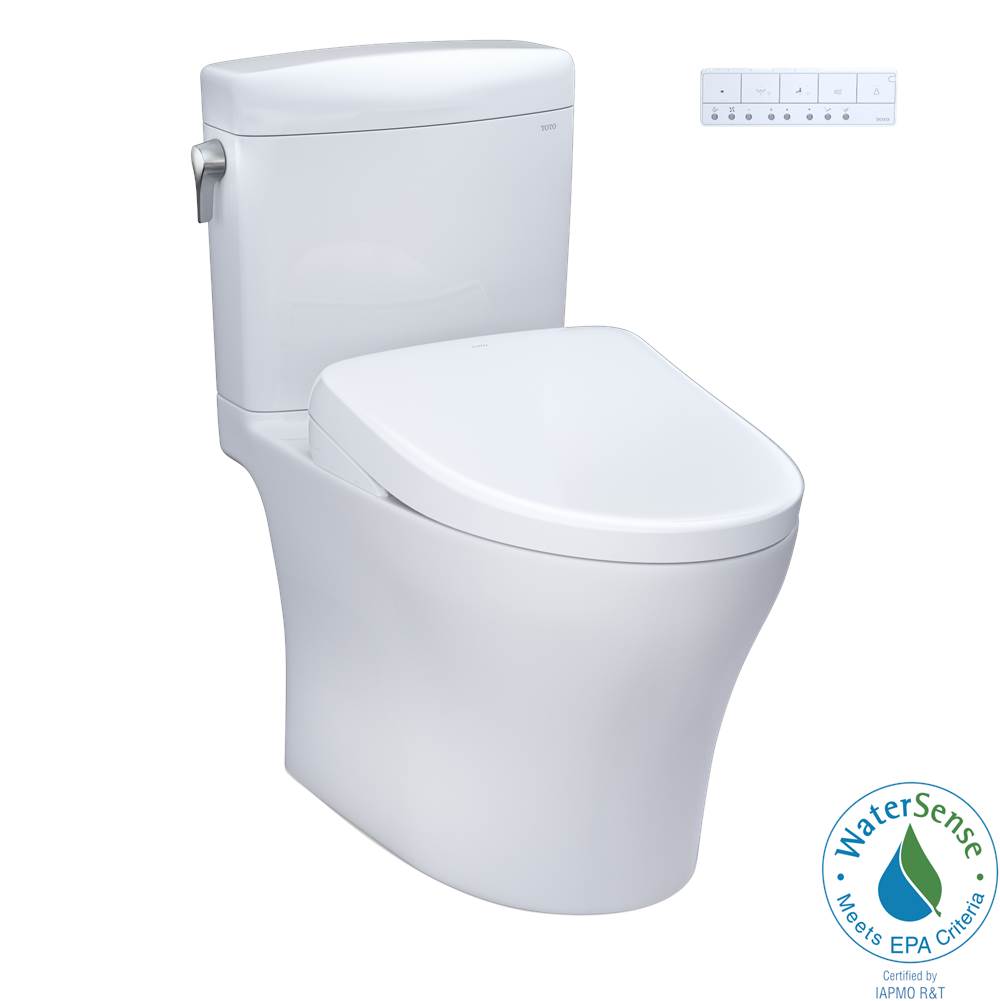 TOTO - TOTO WASHLET plus Aquia IV Cube Two-Piece Elongated Dual Flush 1.28 and 0.9 GPF Toilet with S7A Contemporary Bidet Seat, Cotton White - MW4364736CEMFGNNo.01 - Cotton White