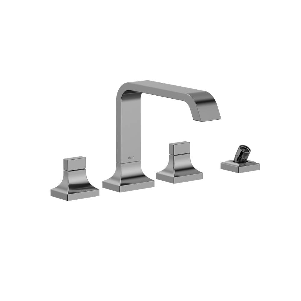 TOTO - Toto Gc Two-Handle Deck-Mount Roman Tub Filler Trim With Handshower, Polished Chrome - Polished Chrome
