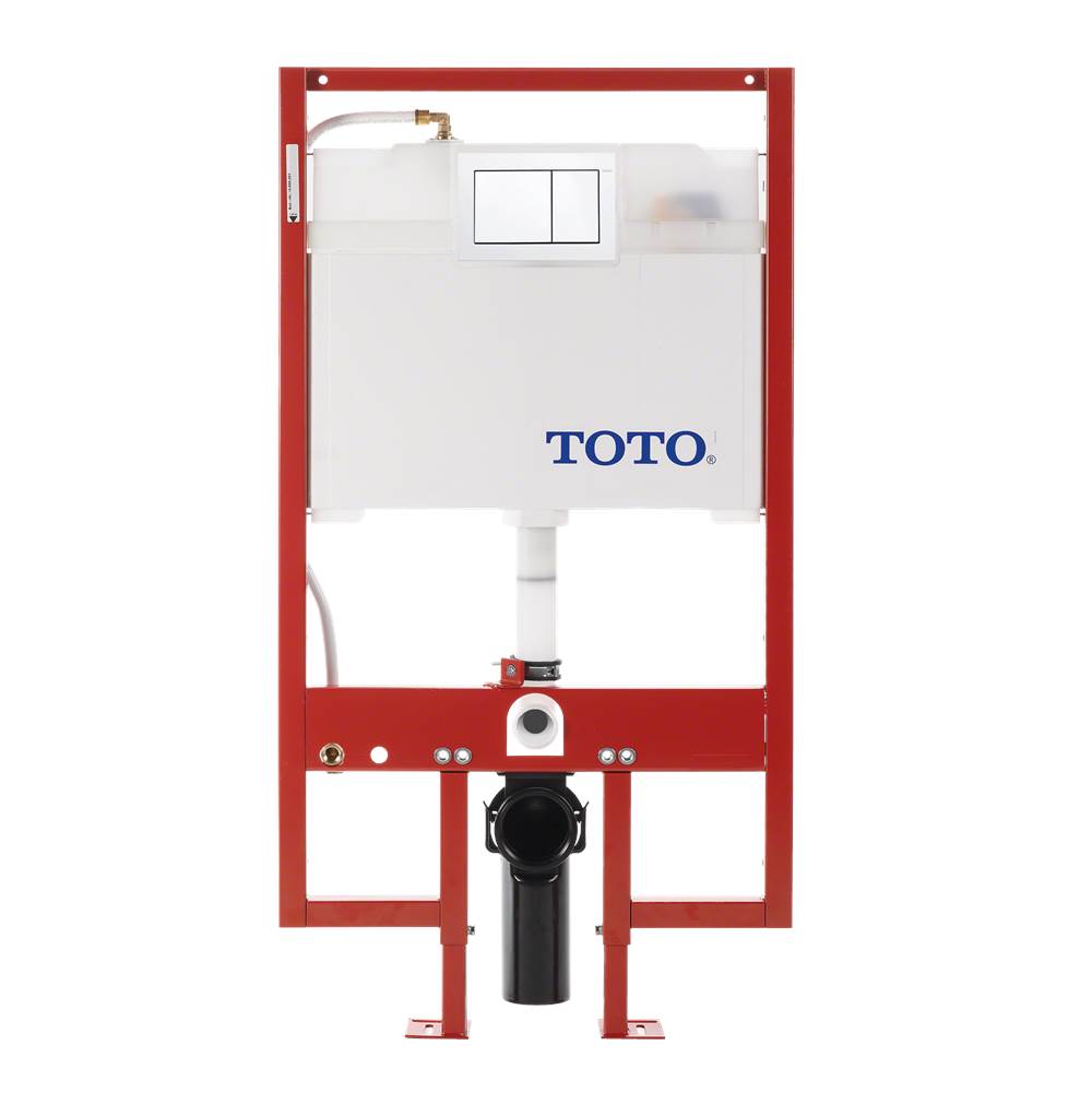 TOTO - Toto Duofit In-Wall Dual Flush 0.9 And 1.6 Gpf Tank System Pex Supply Line And White Rectangular Push Plate - White