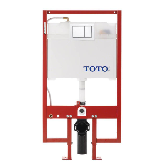 TOTO - Toto Duofit In-Wall Dual Flush 0.9 And 1.6 Gpf Tank System Pex Supply Line And White Rectangular Push Plate - White