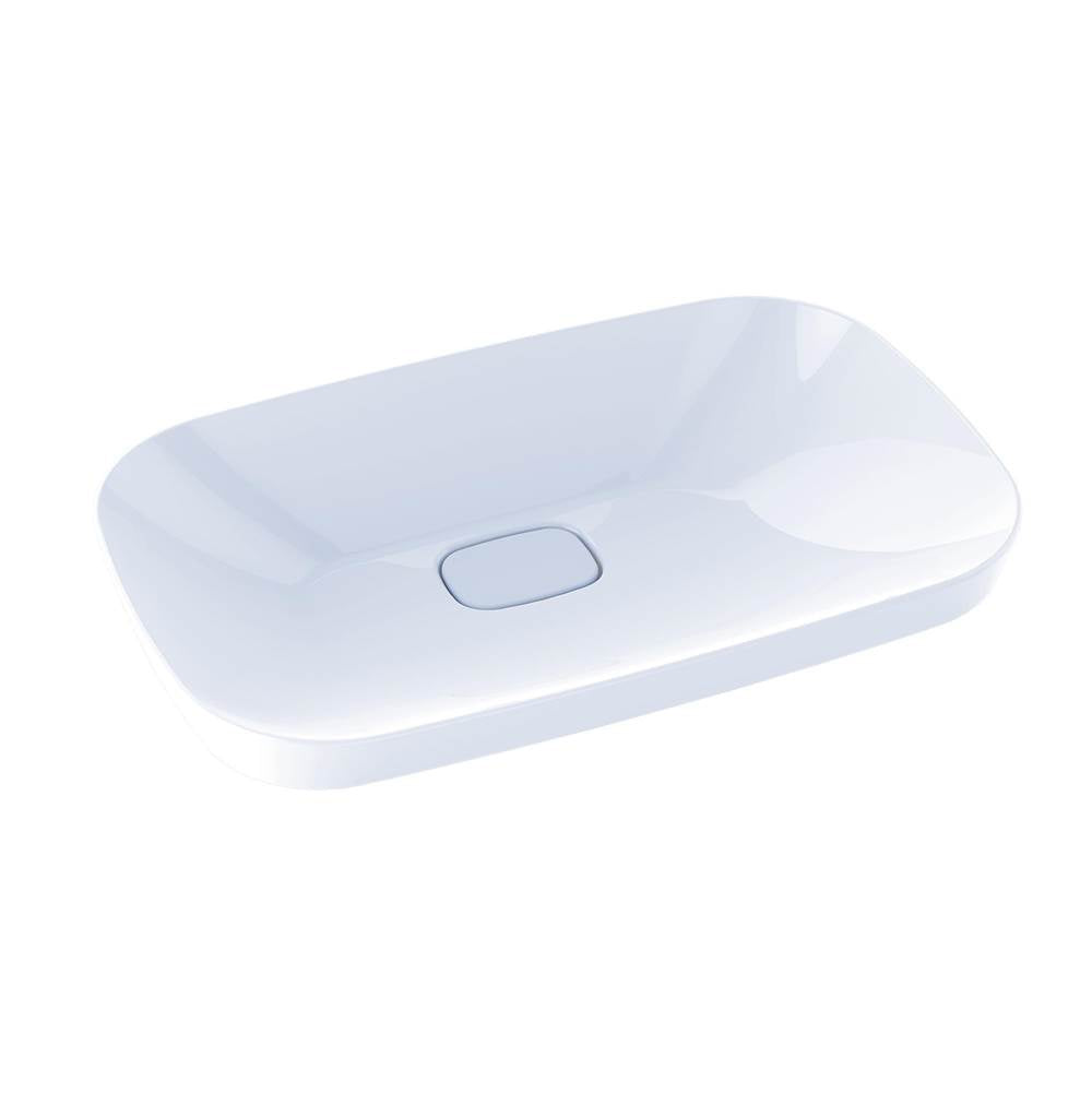 TOTO - Toto Neorest Kiwami Rectangular Semi-Recessed Fireclay Vessel Bathroom Sink With Cefiontect, Cotton White - Cotton White