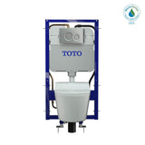 TOTO - Toto Washlet+ Rp Wall-Hung D-Shape Toilet With Rw Bidet Seat And Duofit In-Wall 1.28 And 0.9 Gpf Auto Dual-Flush Tank System, Matte Silver - Cotton White