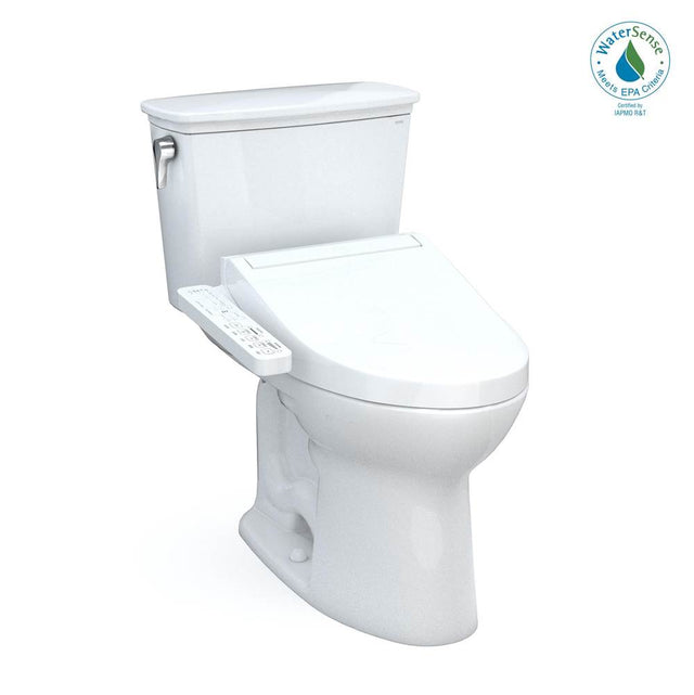 TOTO - Toto Drake Transitional Washlet+ Two-Piece Elongated 1.28 Gpf Universal Height Tornado Flush Toilet With C2 Bidet Seat, Cotton White - Cotton White