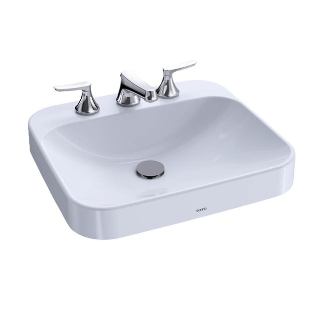 TOTO - Toto ArvinaE Rectangular 20'' Vessel Bathroom Sink With Cefiontect For 8 Inch Center Faucets, Cotton White - Cotton White