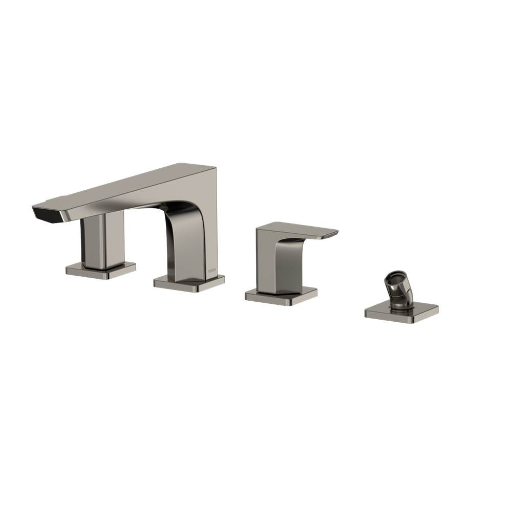 Toto Ge Two-Handle Deck-Mount Roman Tub Filler Trim With Handshower, Brushed Nickel