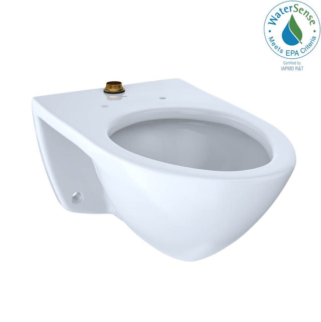 TOTO - Toto Elongated Wall-Mounted Flushometer Toilet Bowl With Top Spud, Cotton White - Cotton White