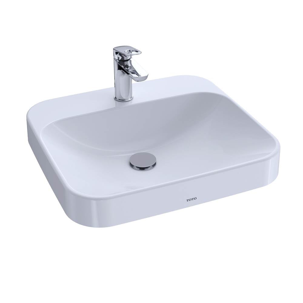 TOTO - Toto ArvinaE Rectangular 20'' Vessel Bathroom Sink With Cefiontect For Single Hole Faucets, Cotton White - Cotton White