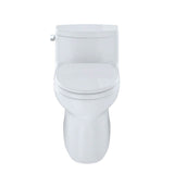 TOTO Carolina II One-Piece Elongated 1.28 GPF Universal Height Skirted Toilet with CeFiONtectE, Cotton White