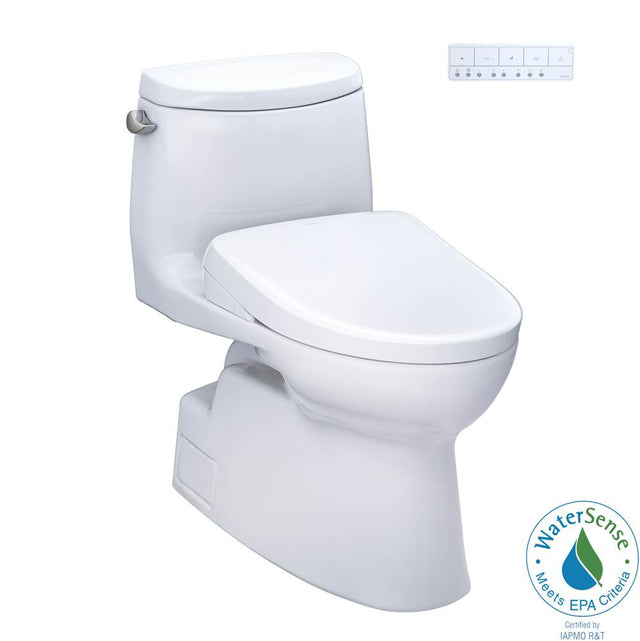 TOTO - TOTO WASHLET plus Carlyle II One-Piece Elongated 1.28 GPF Toilet and WASHLET plus S7 Contemporary Bidet Seat, Cotton White - MW6144726CEFGNo.01 - Cotton White