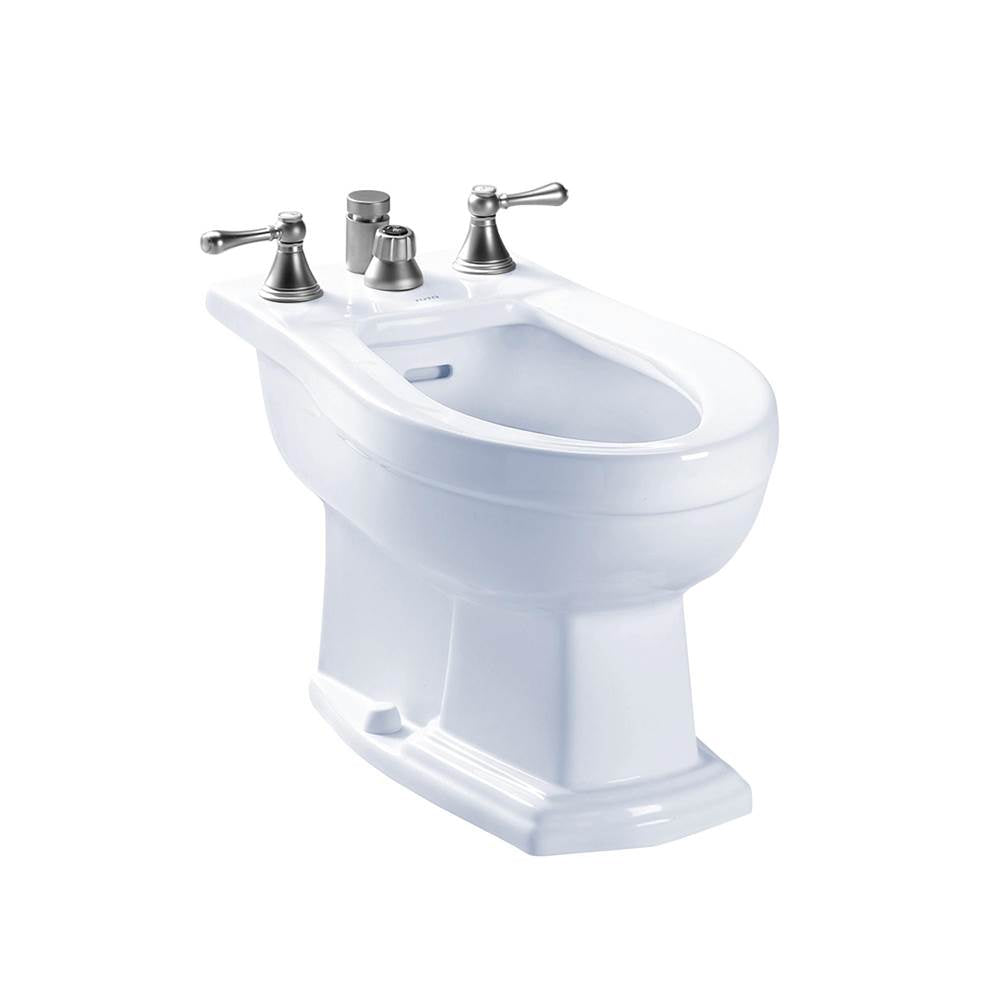 TOTO - Toto Clayton Deck Mount Vertical Spray Flushing Rim Bidet, Cotton White - Cotton White