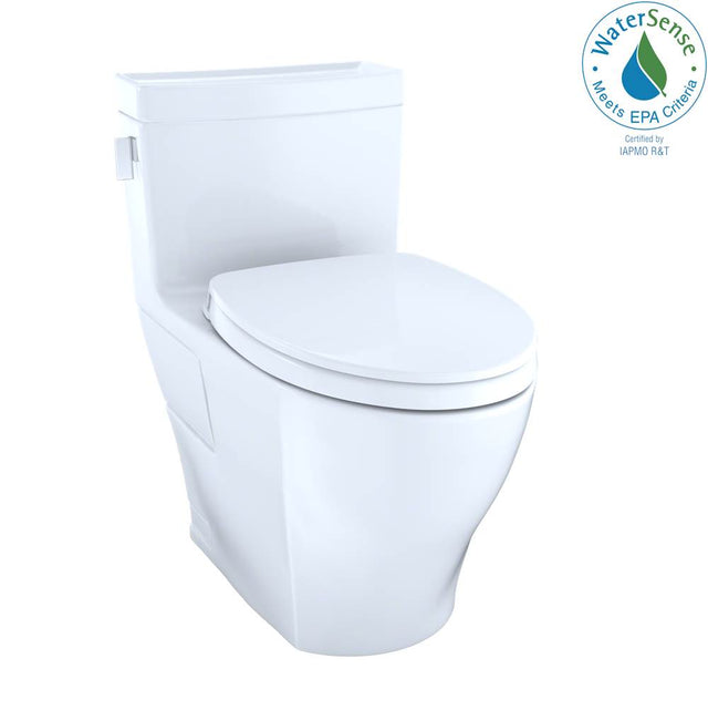 TOTO - TOTO Legato WASHLET+ One-Piece Elongated 1.28 GPF Universal Height Skirted Toilet with CEFIONTECT, Cotton White - Cotton White