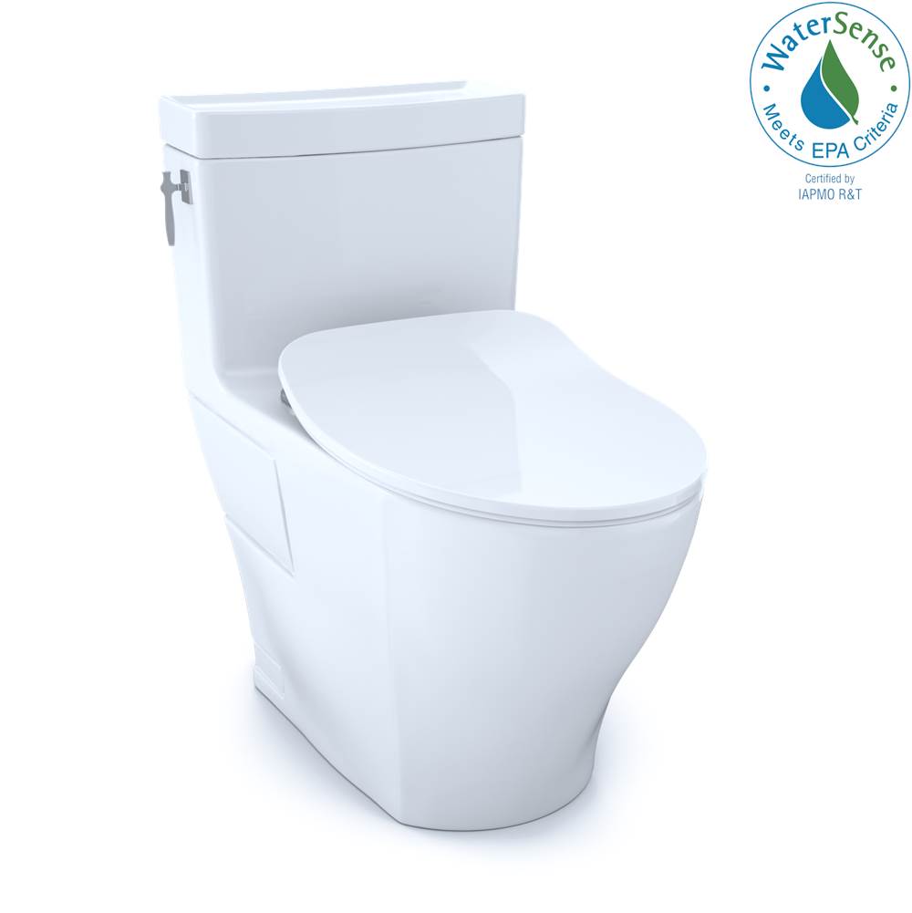 TOTO - TOTO Aimes One-Piece Elongated 1.28 GPF Toilet with CEFIONTECT and SoftClose Seat, WASHLET+ Ready, Cotton White - Cotton White