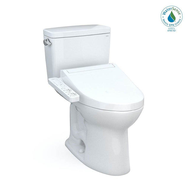 TOTO - Toto Drake Washlet+ Two-Piece Elongated 1.28 Gpf Universal Height Tornado Flush Toilet With C2 Bidet Seat, 10 Inch Rough-In, Cotton White - Cotton White