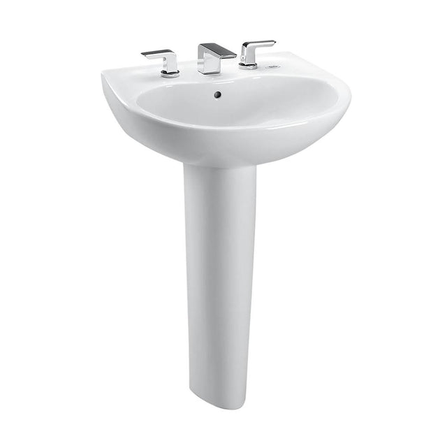 TOTO - Toto Prominence Oval Basin Pedestal Bathroom Sink With Cefiontect For 4 Inch Center Faucets, Cotton White - Cotton White