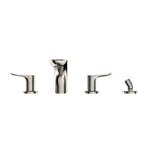 Toto Go Two-Handle Deck-Mount Roman Tub Filler Trim With Handshower, Brushed Nickel