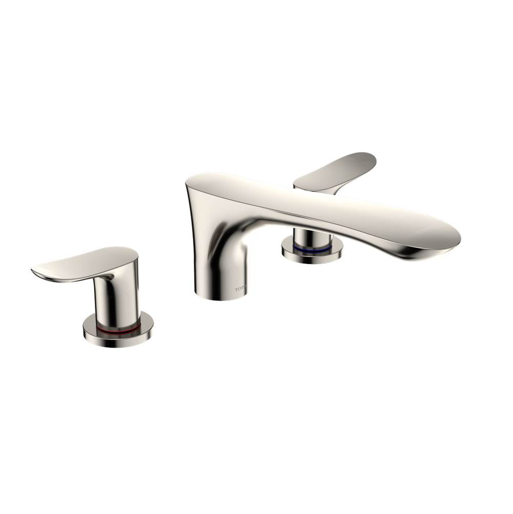 TOTO - Toto Go Two-Handle Deck-Mount Roman Tub Filler Trim, Polished Nickel - Polished Nickel