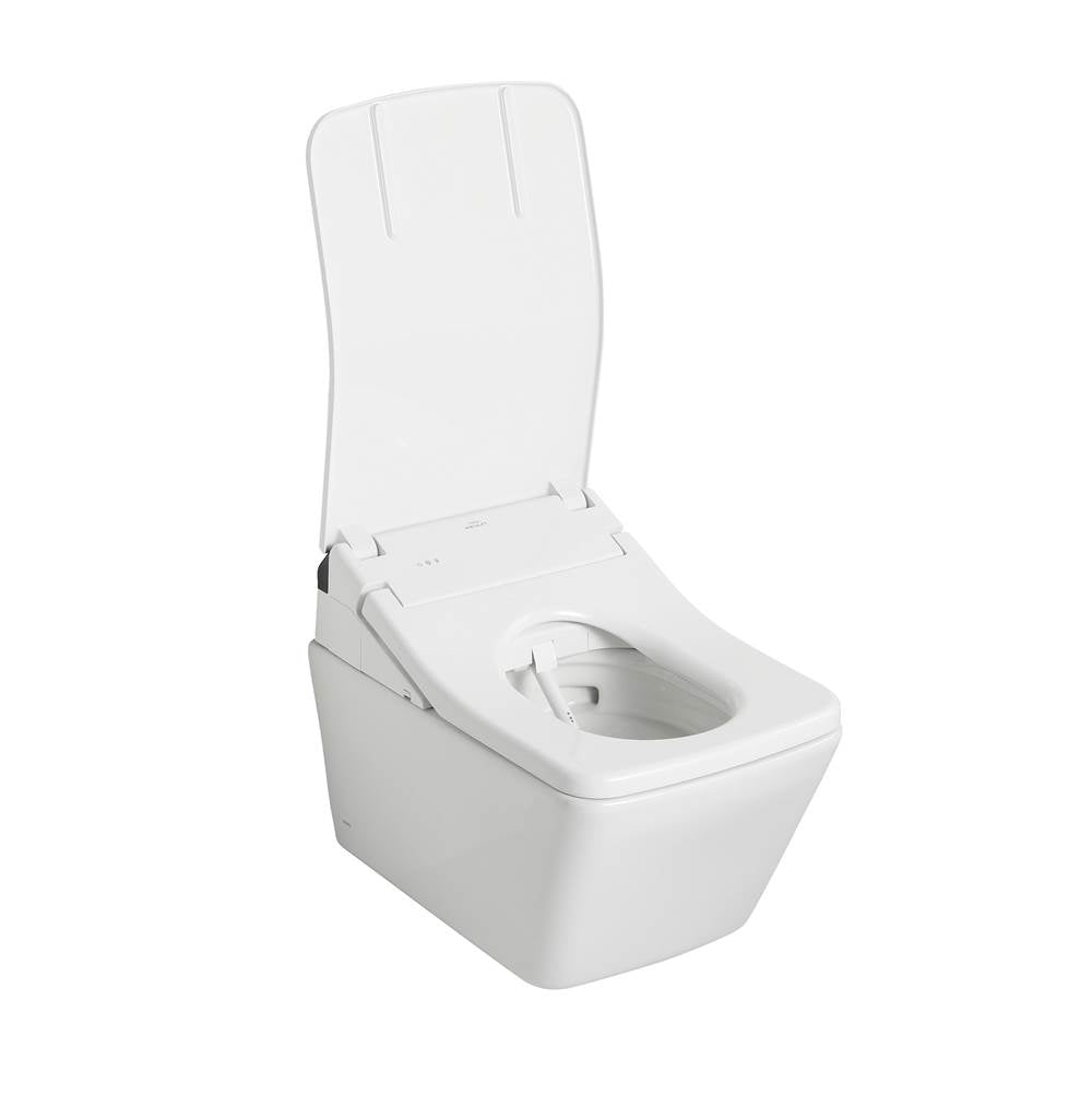 Toto Washlet+ Sp Wall-Hung Square-Shape Toilet With Sx Bidet Seat And Duofit In-Wall 1.28 And 0.9 Gpf Dual-Flush Tank System, Matter Silver