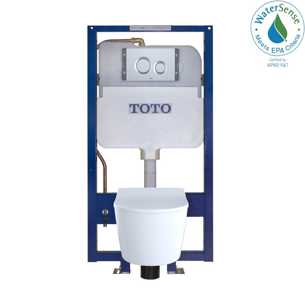 TOTO - TOTO RP Wall-Hung D-Shape Toilet and DuoFit In-Wall 1.28 and 0.9 GPF Dual-Flush Tank System with Copper Supply, Matte Silver - Matte Silver