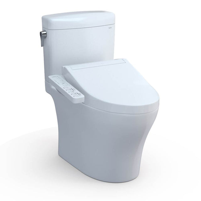 TOTO - Toto Washlet+ Aquia Iv Cube Two-Piece Elongated Dual Flush 1.28 And 0.9 Gpf Toilet With C2 Bidet Seat, Cotton White - Cotton White