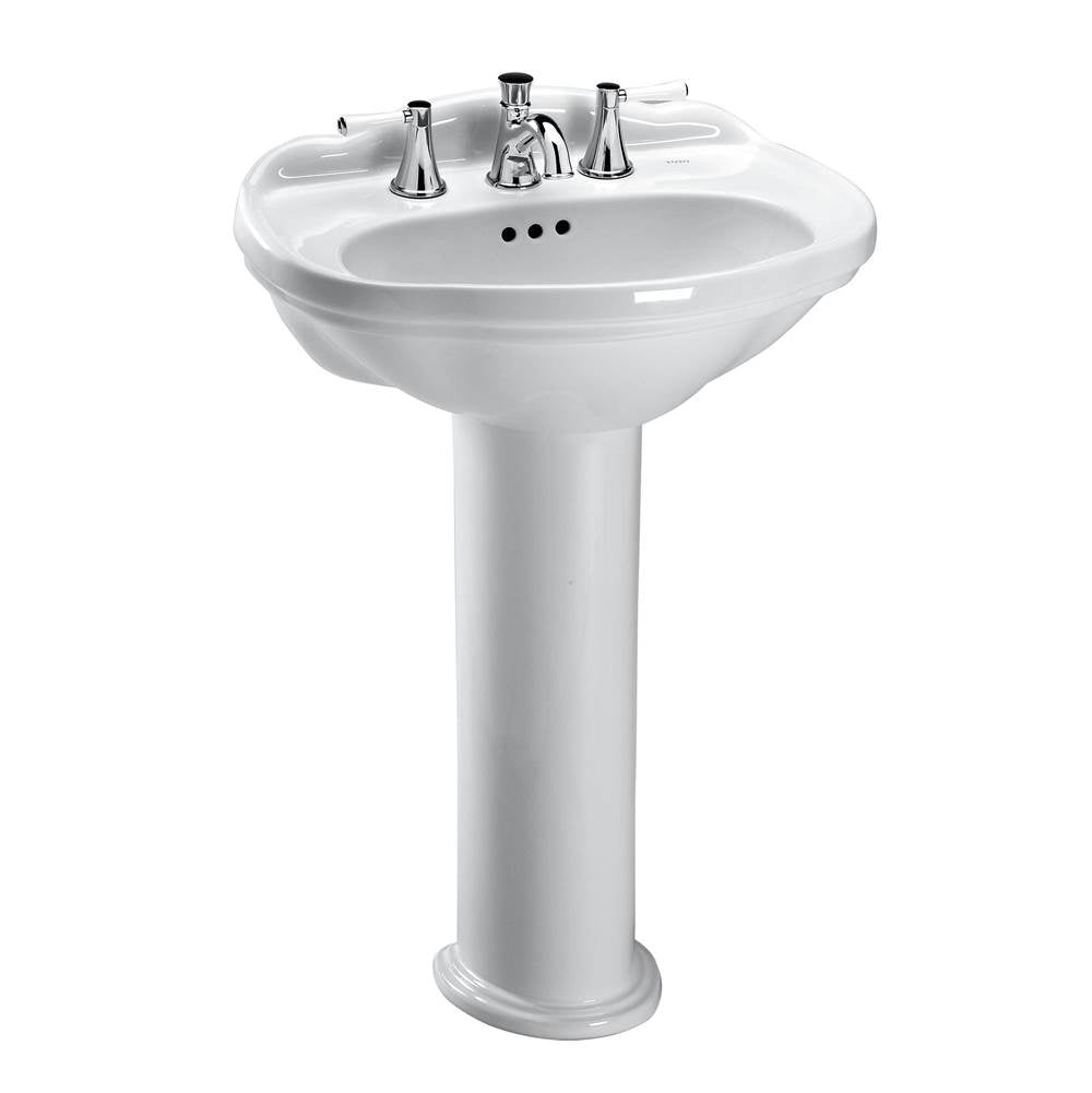 TOTO - Toto Whitney Oval Pedestal Bathroom Sink For 8 Inch Center Faucets, Cotton White - Cotton White
