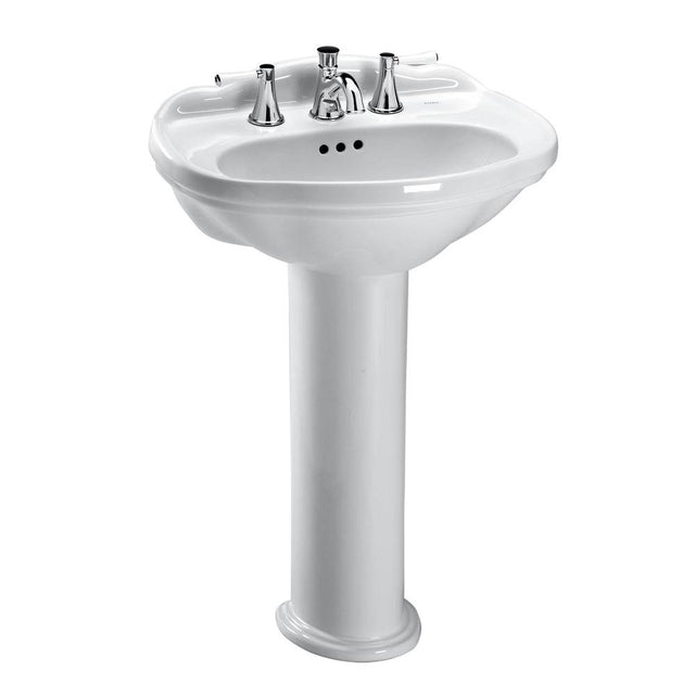 TOTO - Toto Whitney Oval Pedestal Bathroom Sink For 8 Inch Center Faucets, Cotton White - Cotton White