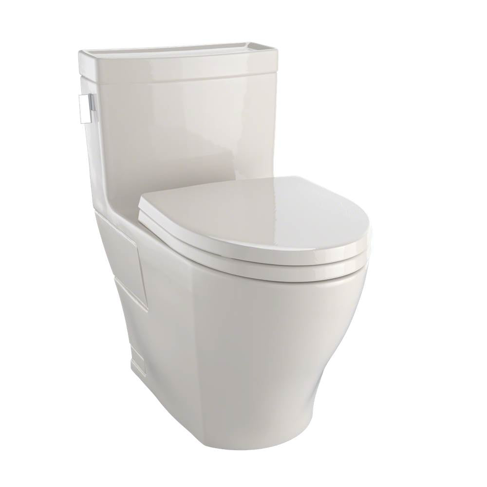 TOTO Legato WASHLET+ One-Piece Elongated 1.28 GPF Universal Height Skirted Toilet with CEFIONTECT, Cotton White