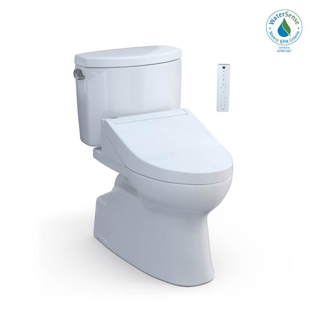 TOTO - Toto Washlet+ Vespin II Two-Piece Elongated 1.28 Gpf Toilet And Washlet+ C5 Bidet Seat, Cotton White - Cotton White