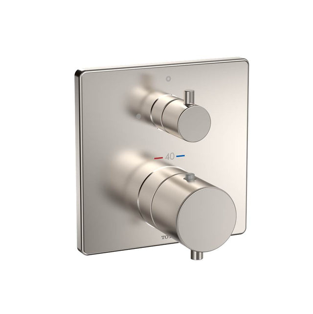 TOTO - Toto Square Thermostatic Mixing Valve With Volume Control Shower Trim, Brushed Nickel - Brushed Nickel