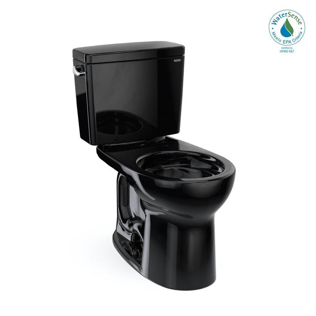 TOTO - Toto Drake Two-Piece Round 1.28 Gpf Universal Height Tornado Flush Toilet With Cefiontect, Ebony - Ebony