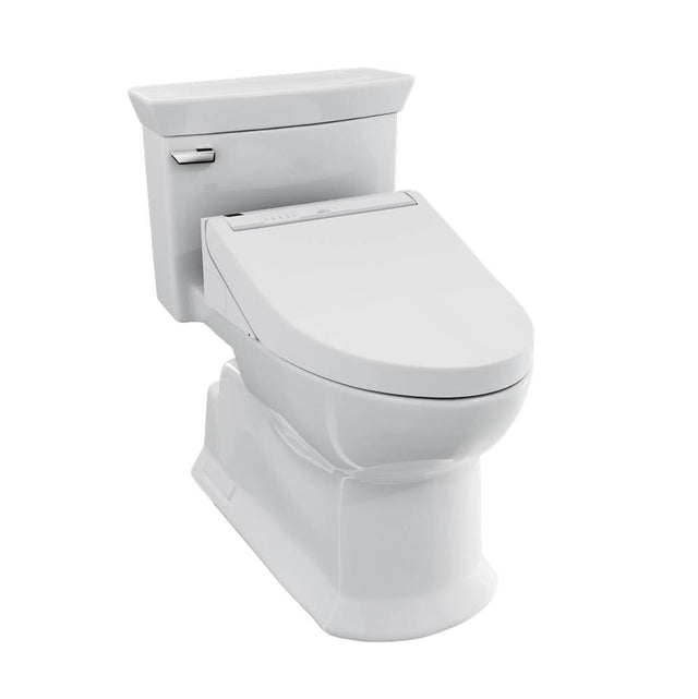 TOTO - TOTO WASHLET+ Soiree Elongated 1.28 GPF Universal Height Toilet with C5 Bidet Seat, Cotton White - Cotton White