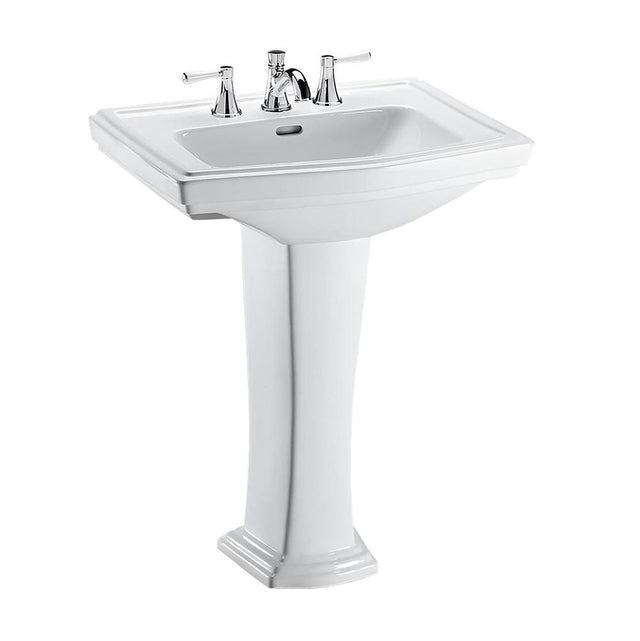 TOTO - Toto Clayton Rectangular Pedestal Bathroom Sink For 8 Inch Center Faucets, Cotton White - Cotton White
