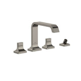 TOTO - Toto Gc Two-Handle Deck-Mount Roman Tub Filler Trim With Handshower, Polished Nickel - Polished Nickel